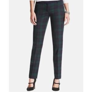Loft Green Navy Plaid Marisa Ankle Pants Sz 6